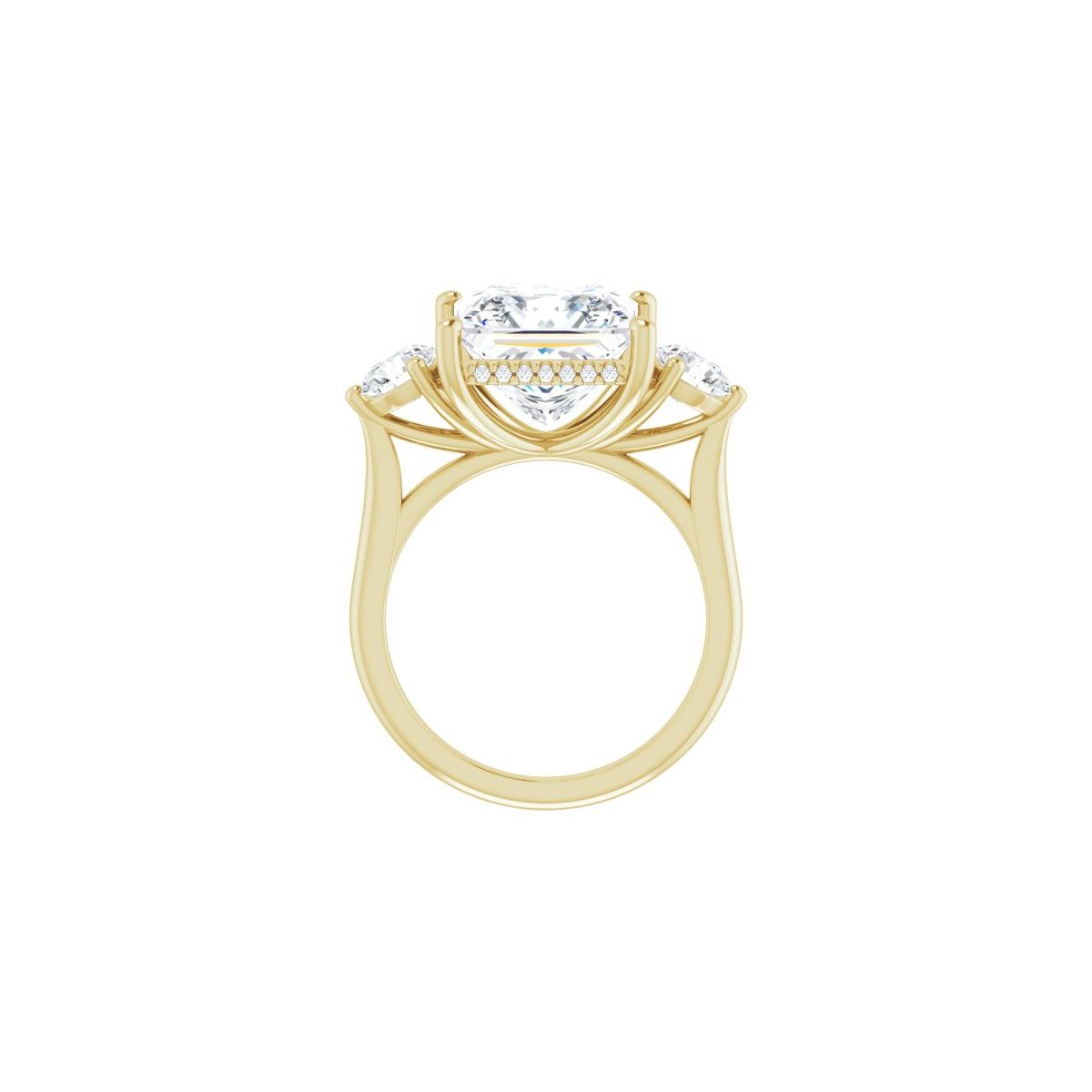 Square Three-Stone Engagement Ring Semi-Mount - gallery - Series 124744
