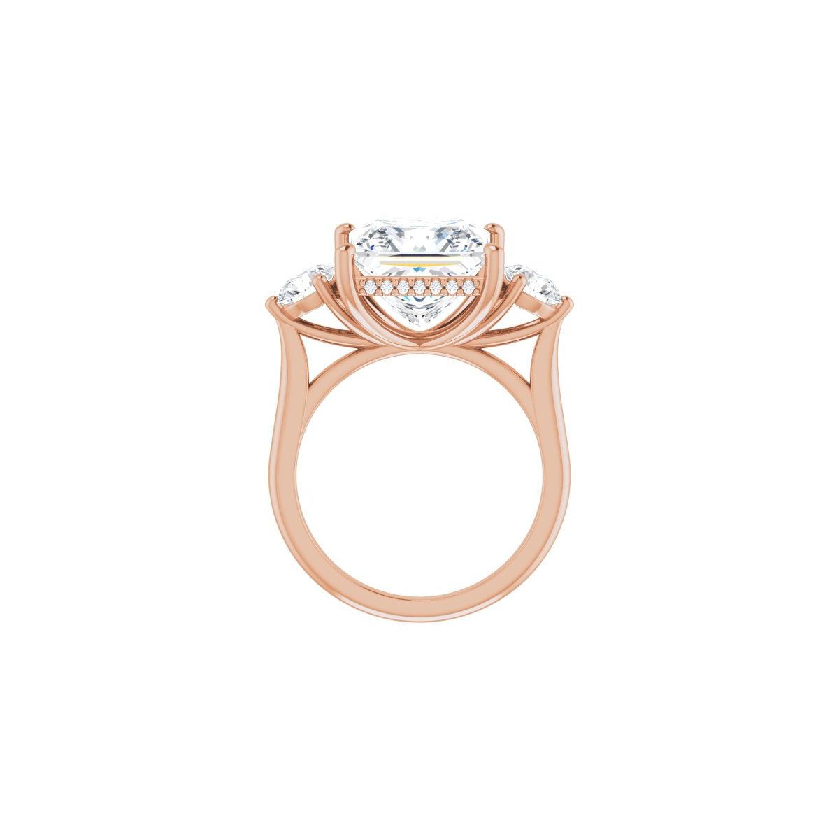 Square Three-Stone Engagement Ring Semi-Mount - gallery - Series 124744