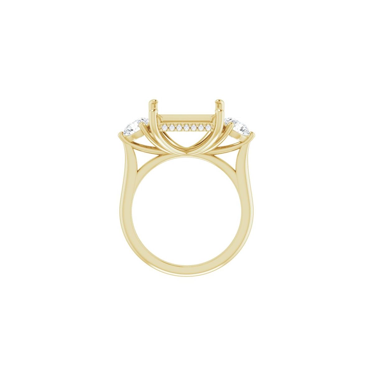 Square Three-Stone Engagement Ring Semi-Mount - gallery - Series 124744