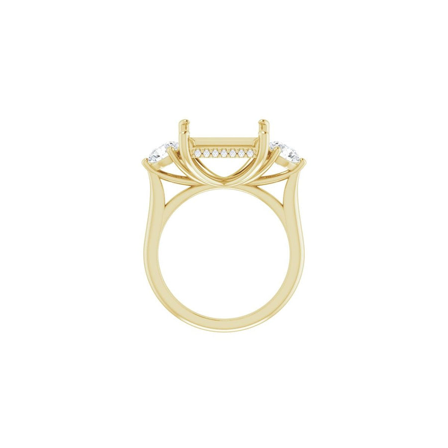 Square Three-Stone Engagement Ring Semi-Mount - gallery - Series 124744