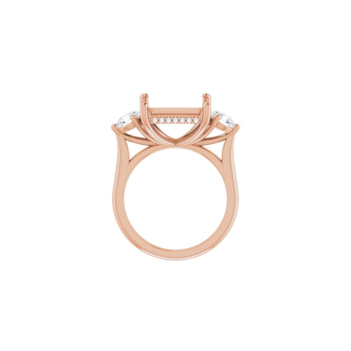 Square Three-Stone Engagement Ring Semi-Mount - gallery - Series 124744