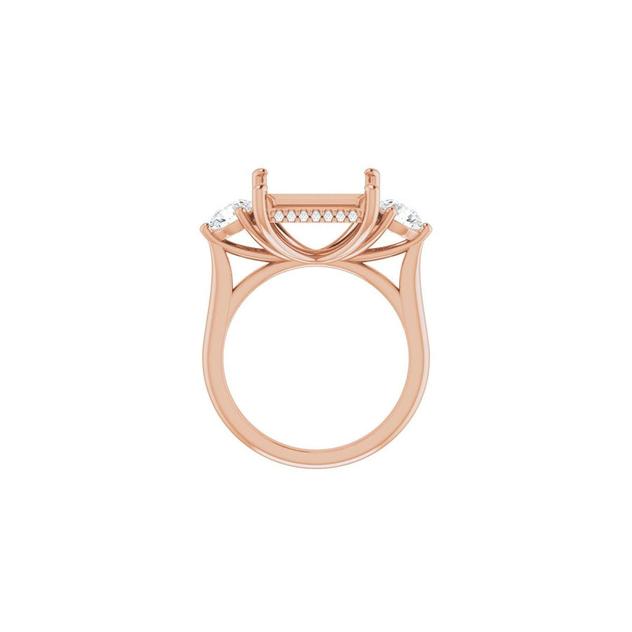 Square Three-Stone Engagement Ring Semi-Mount - gallery - Series 124744