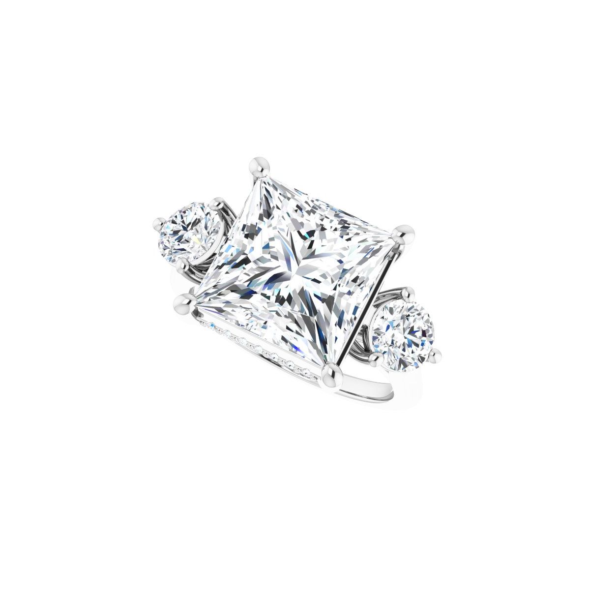 Square Three-Stone Engagement Ring Semi-Mount - gallery - Series 124744