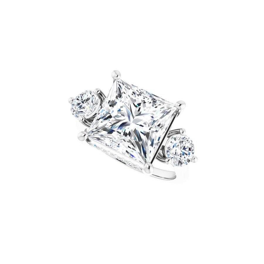 Square Three-Stone Engagement Ring Semi-Mount - gallery - Series 124744