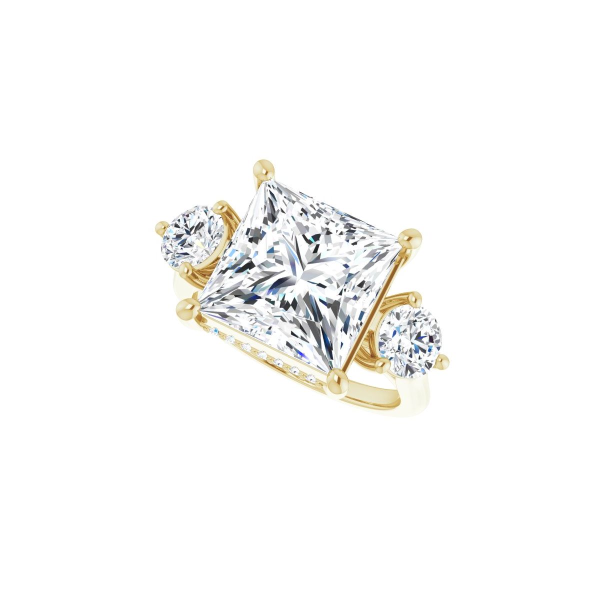 Square Three-Stone Engagement Ring Semi-Mount - gallery - Series 124744