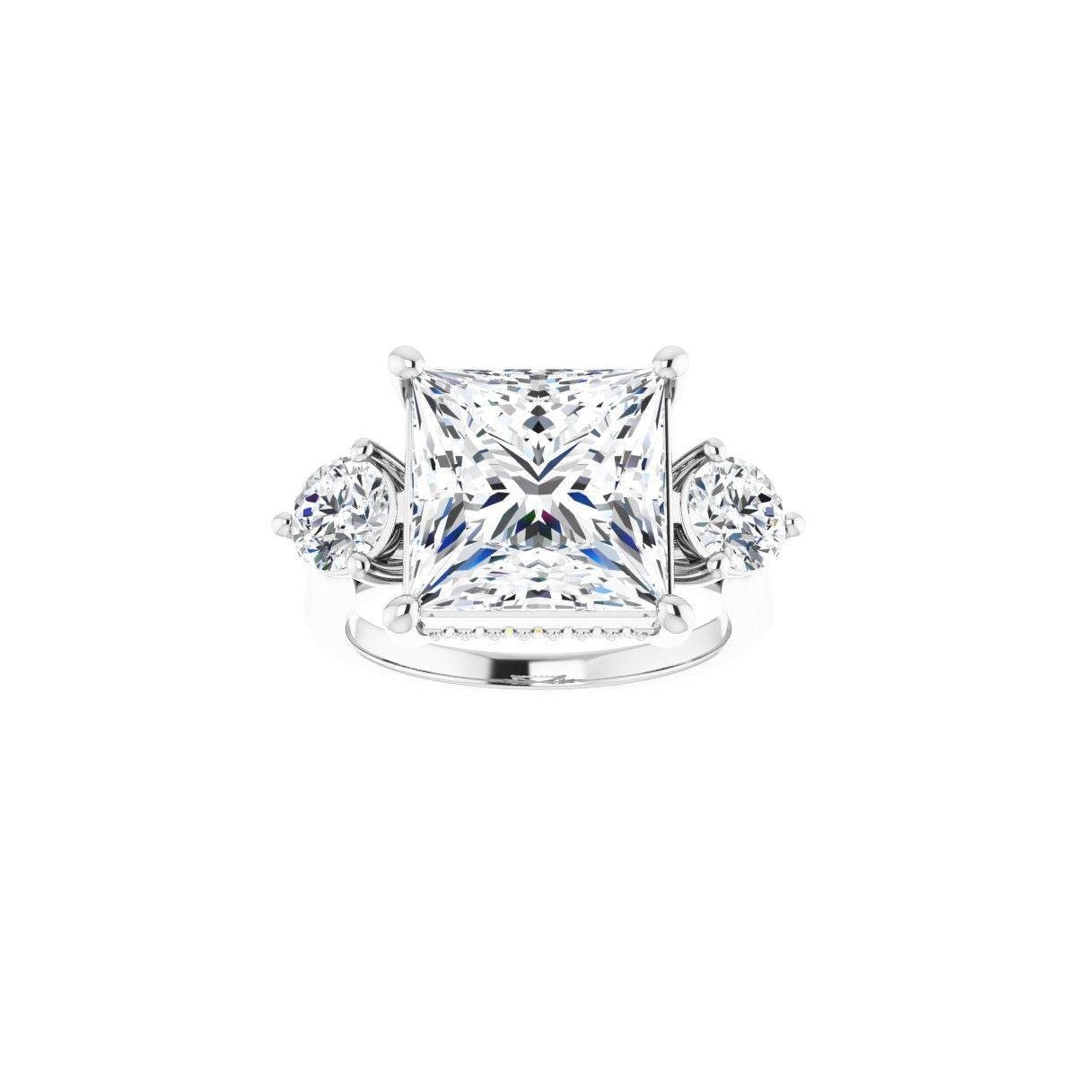 Square Three-Stone Engagement Ring Semi-Mount - gallery - Series 124744