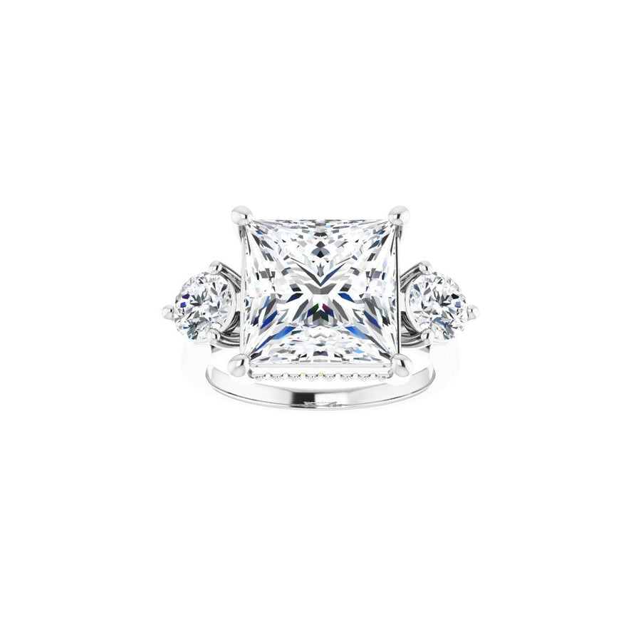 Square Three-Stone Engagement Ring Semi-Mount - gallery - Series 124744