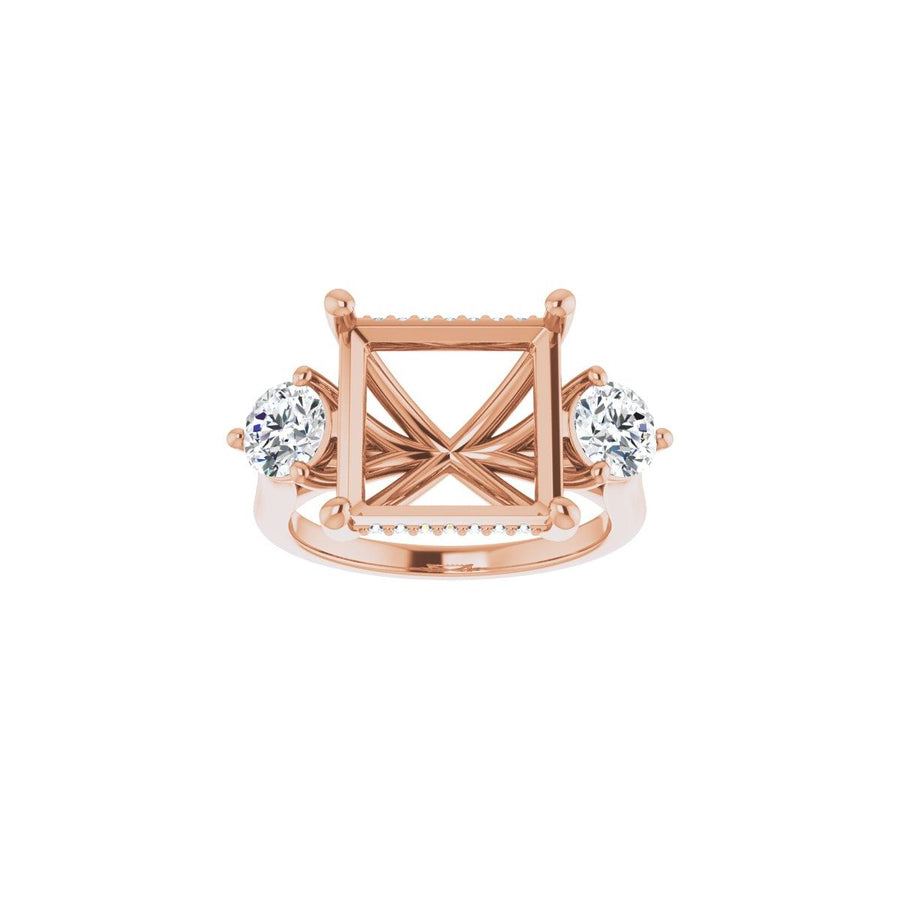 Square Three-Stone Engagement Ring Semi-Mount - gallery - Series 124744