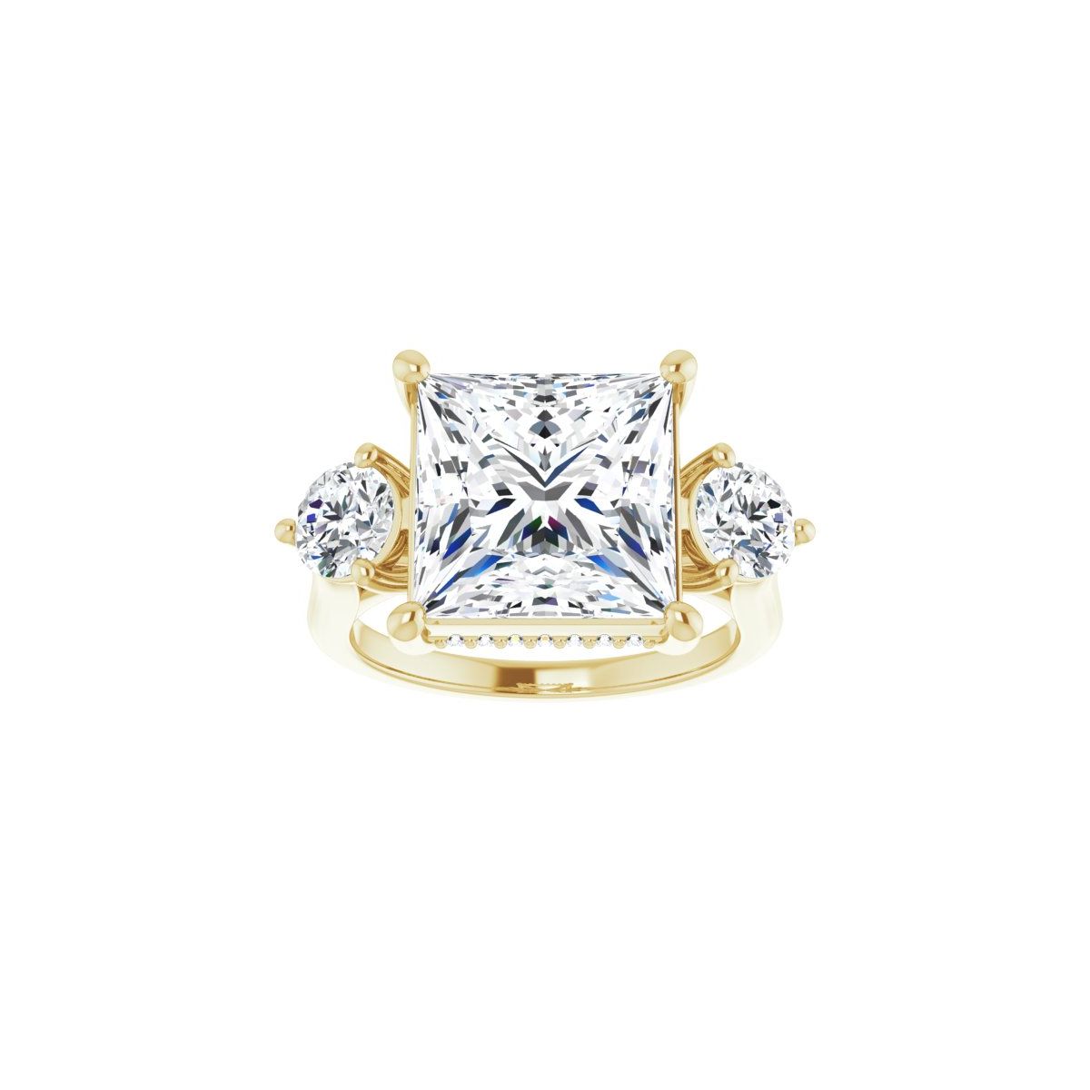Square Three-Stone Engagement Ring Semi-Mount - gallery - Series 124744