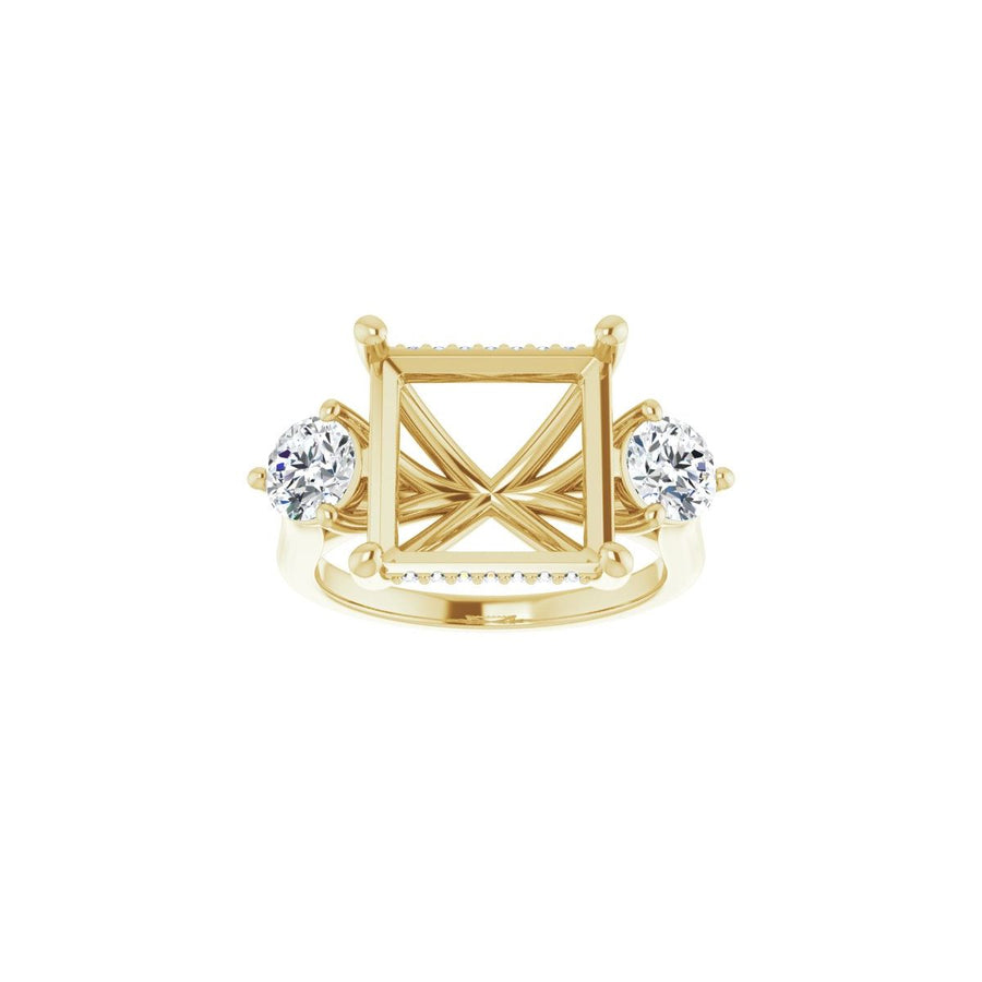 Square Three-Stone Engagement Ring Semi-Mount - gallery - Series 124744