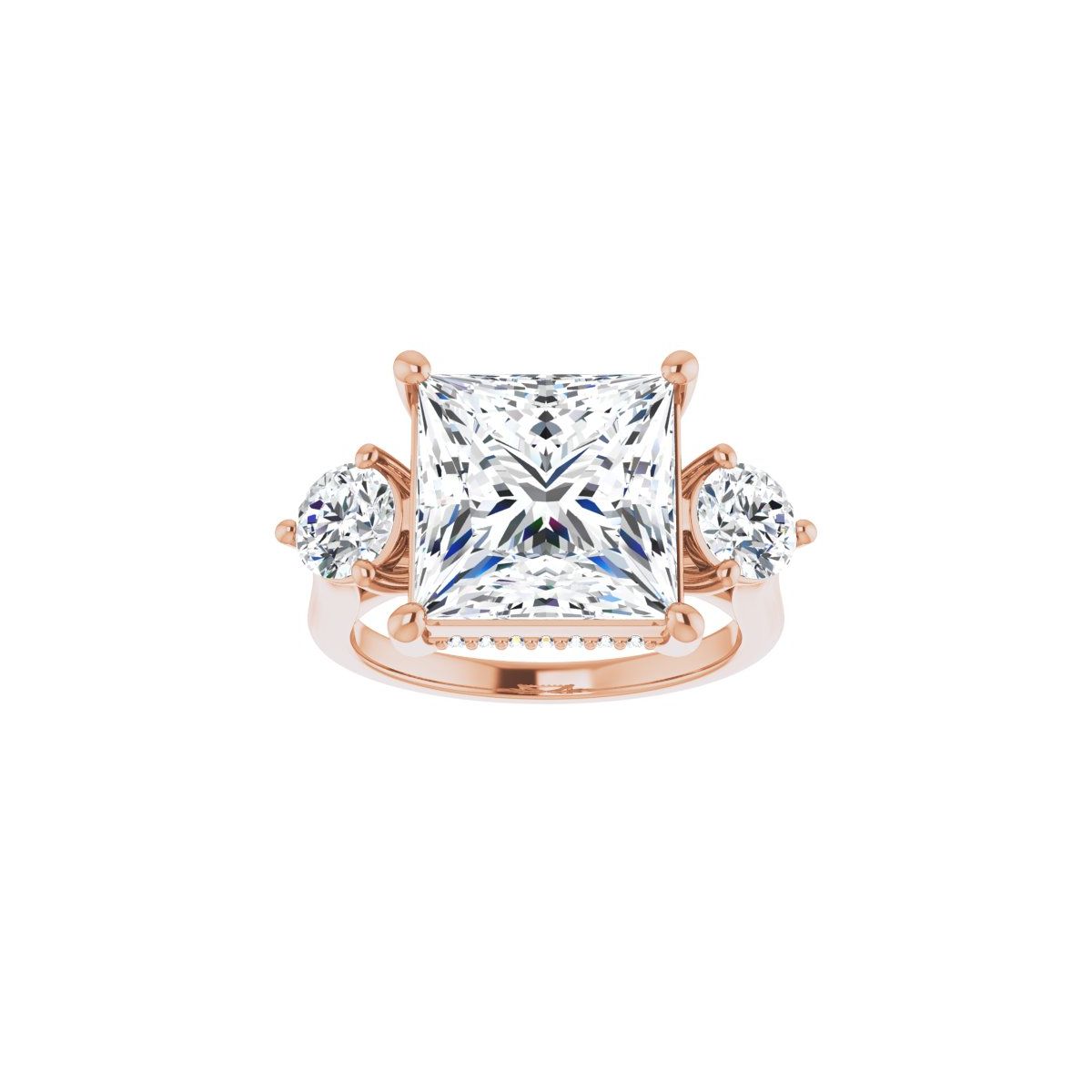 Square Three-Stone Engagement Ring Semi-Mount - gallery - Series 124744
