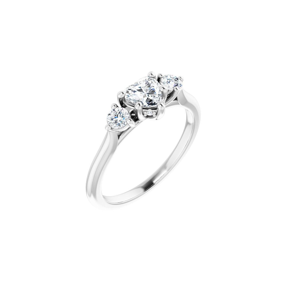 Natural Diamond Heart Three-Stone Engagement Ring Semi-Mount - Platinum - Series 124744