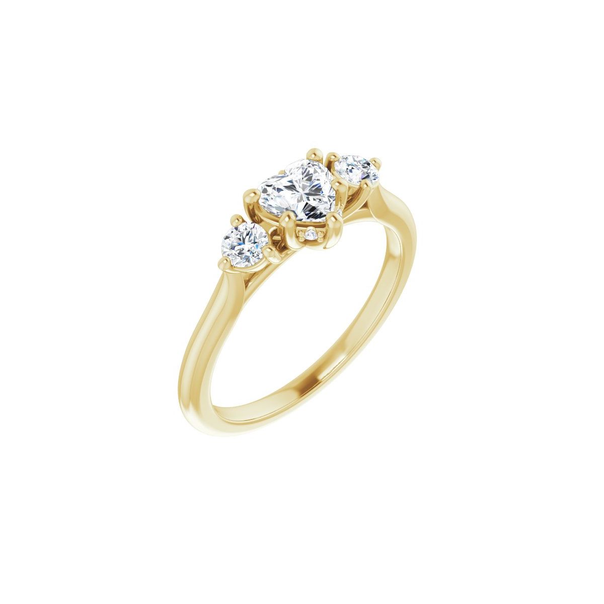 Natural Diamond Heart Three-Stone Engagement Ring Semi-Mount - 14K Yellow Gold - Series 124744