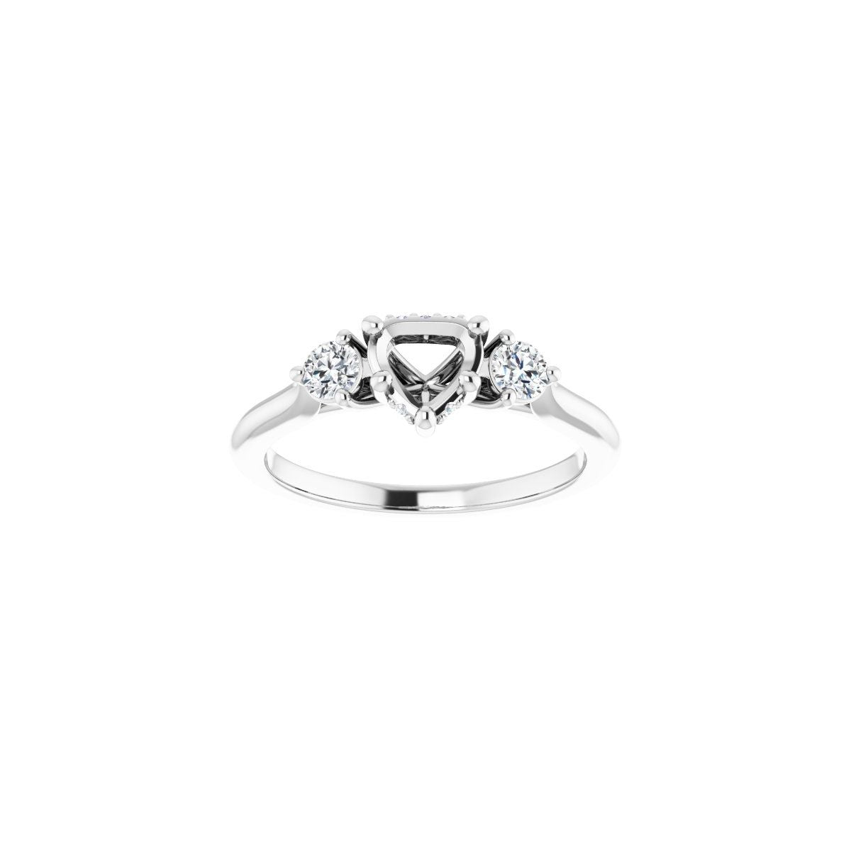 Heart Three-Stone Engagement Ring Semi-Mount - gallery - Series 124744