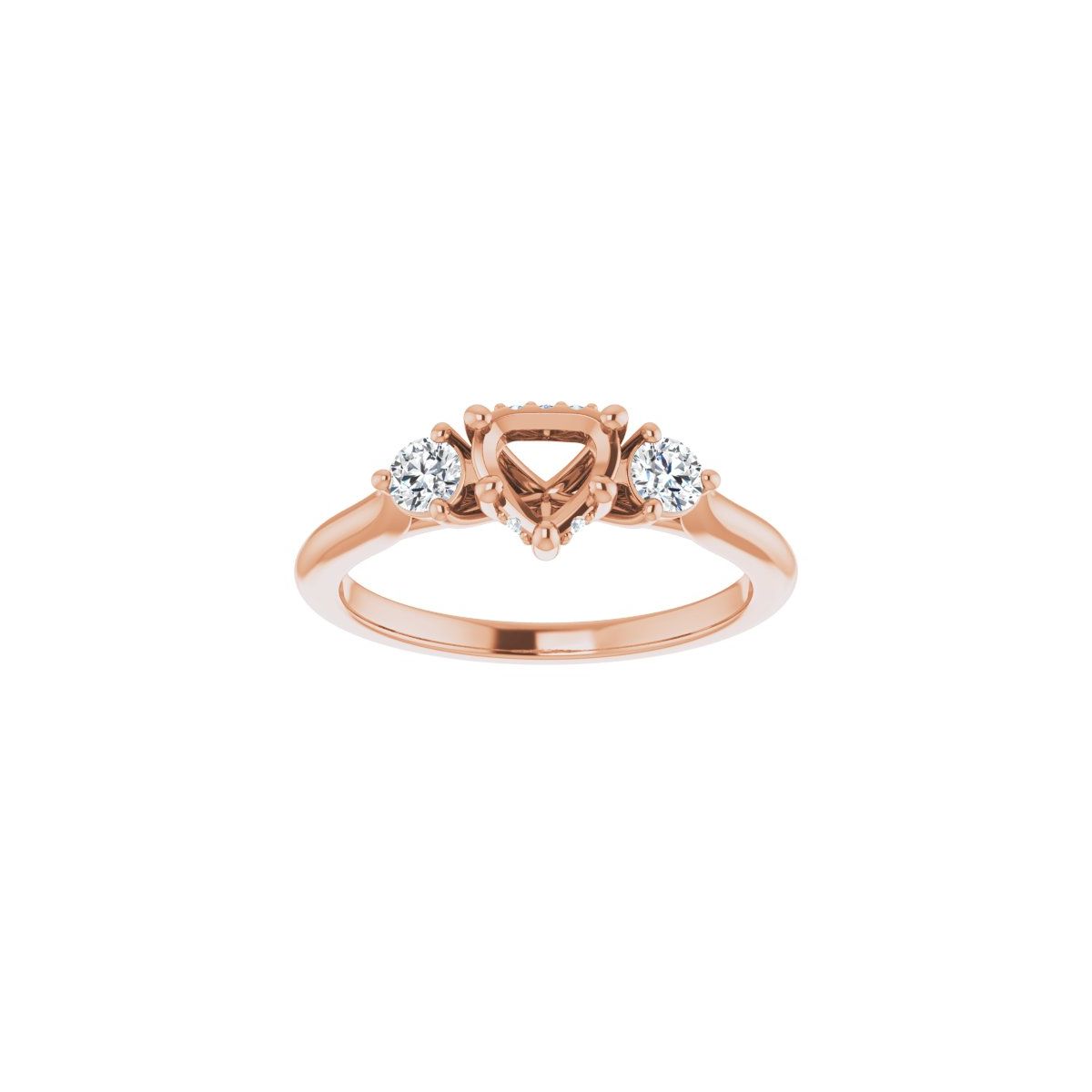 Heart Three-Stone Engagement Ring Semi-Mount - gallery - Series 124744