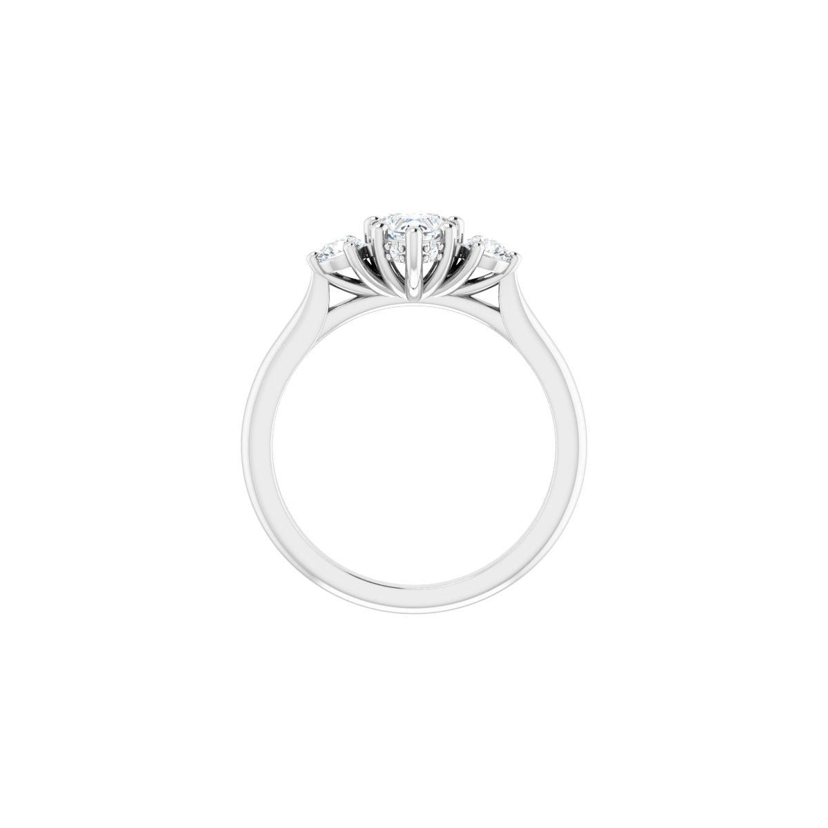 Heart Three-Stone Engagement Ring Semi-Mount - gallery - Series 124744
