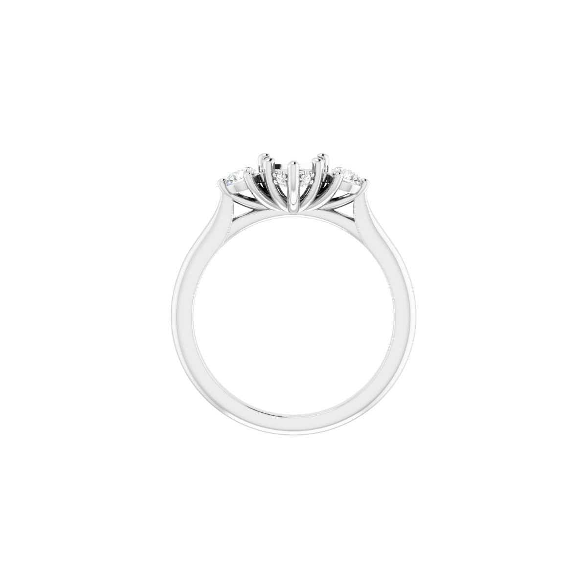 Heart Three-Stone Engagement Ring Semi-Mount - gallery - Series 124744