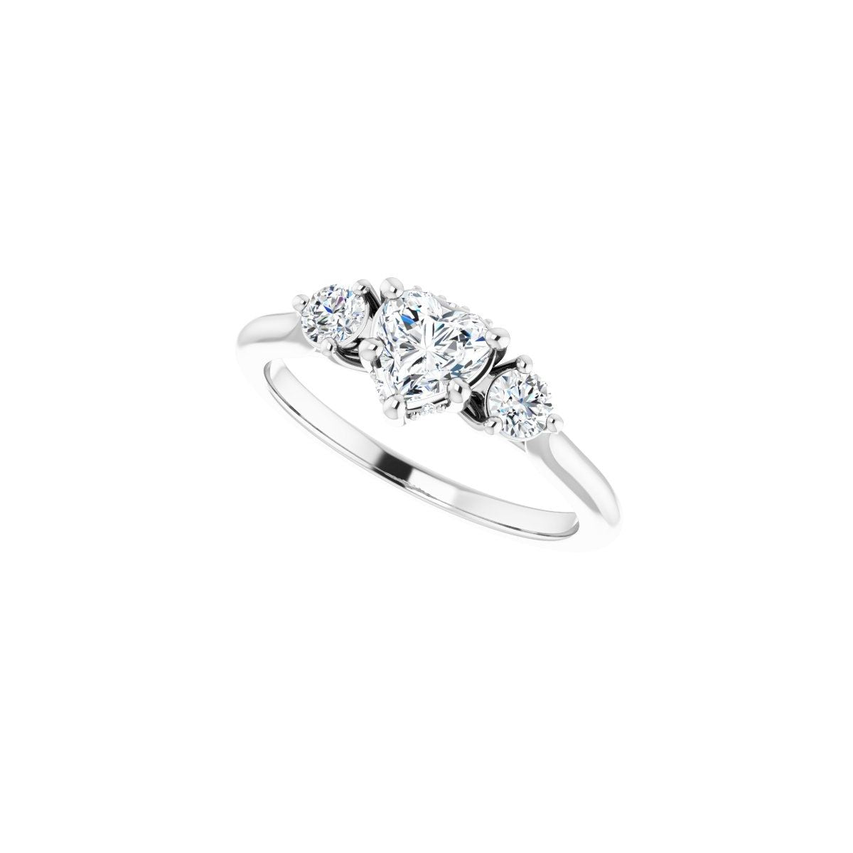 Heart Three-Stone Engagement Ring Semi-Mount - gallery - Series 124744