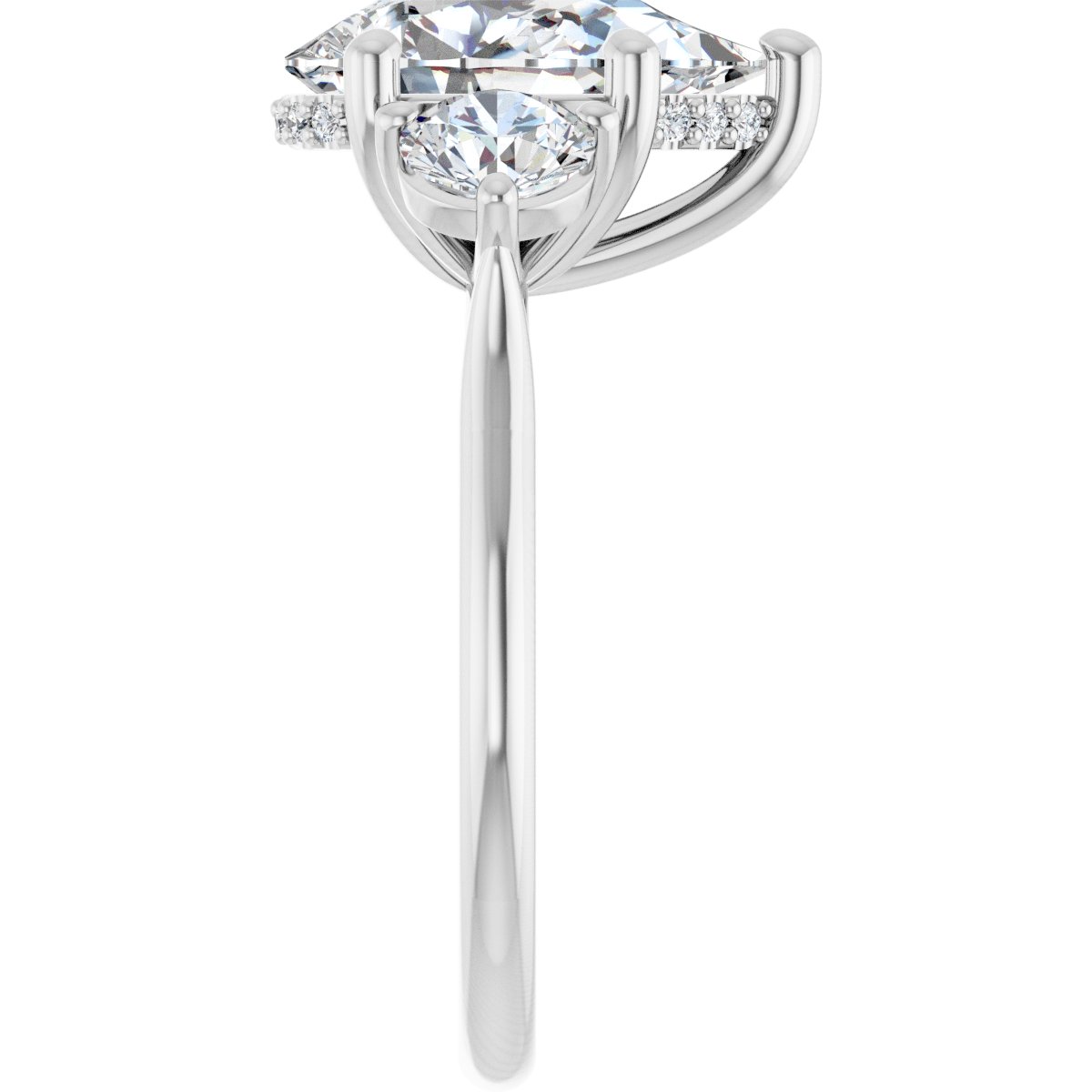 Pear Three-Stone Engagement Ring Semi-Mount - gallery - Series 124744