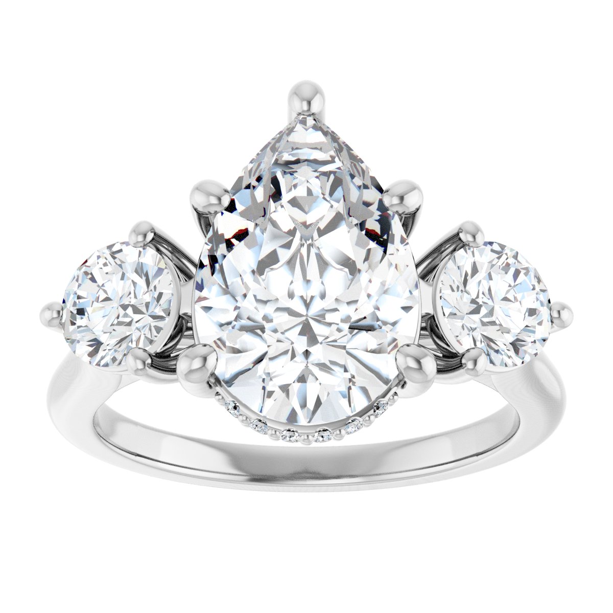 Pear Three-Stone Engagement Ring Semi-Mount - gallery - Series 124744