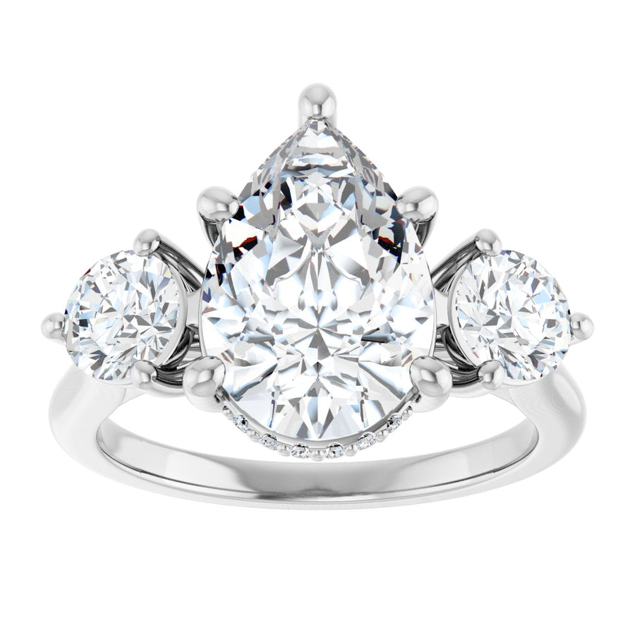 Pear Three-Stone Engagement Ring Semi-Mount - gallery - Series 124744