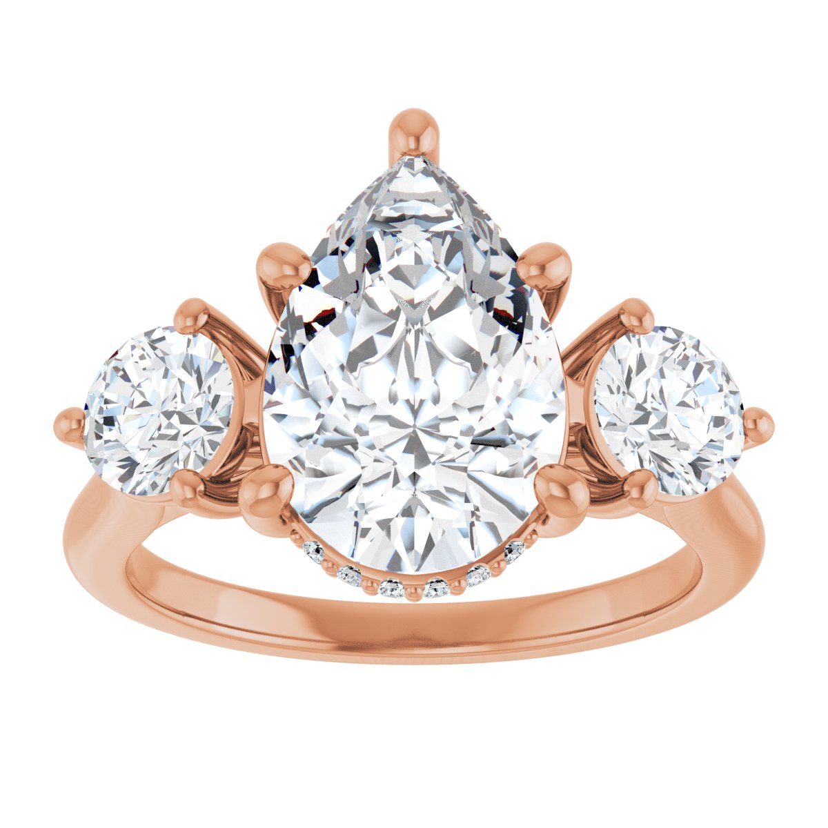 Pear Three-Stone Engagement Ring Semi-Mount - gallery - Series 124744