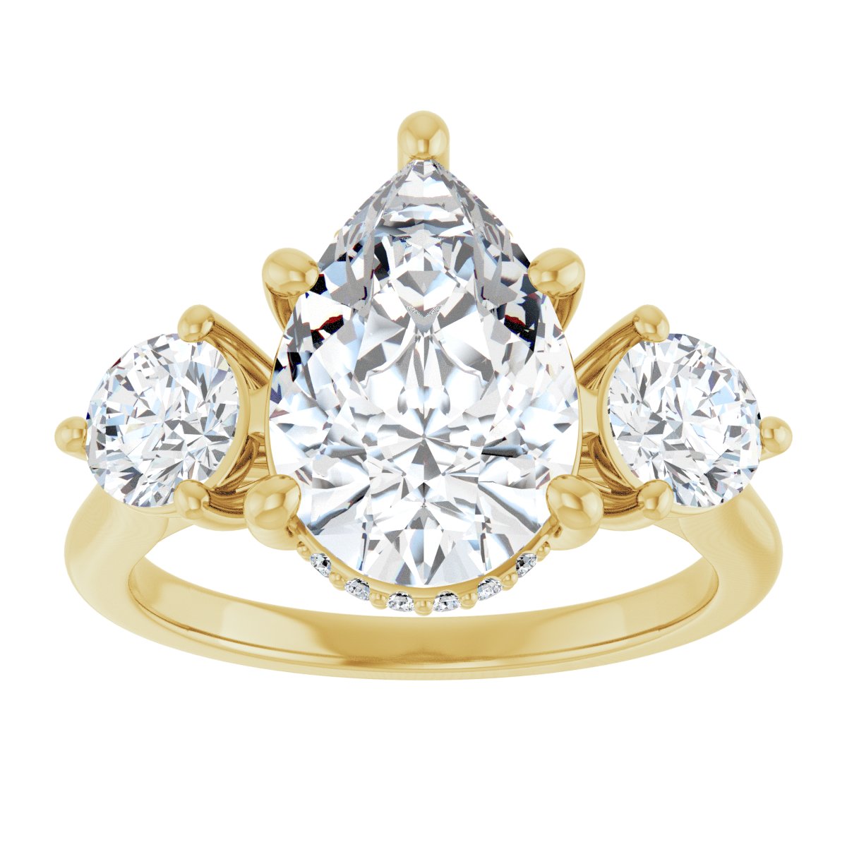 Pear Three-Stone Engagement Ring Semi-Mount - gallery - Series 124744