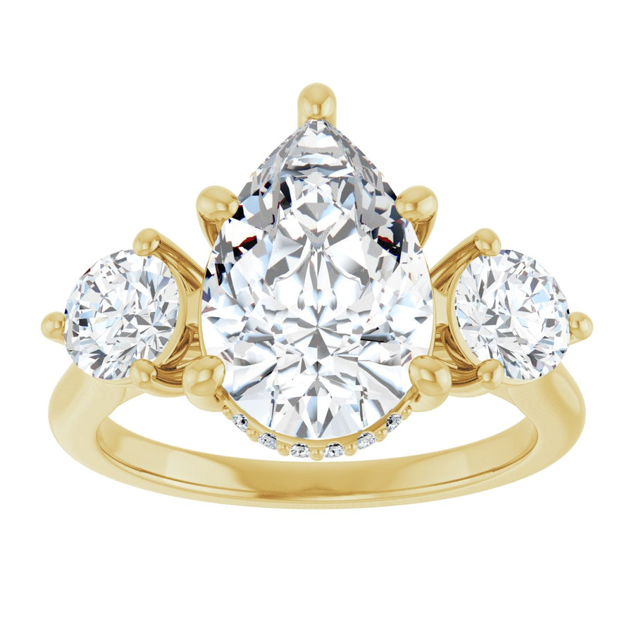 Pear Three-Stone Engagement Ring Semi-Mount - gallery - Series 124744
