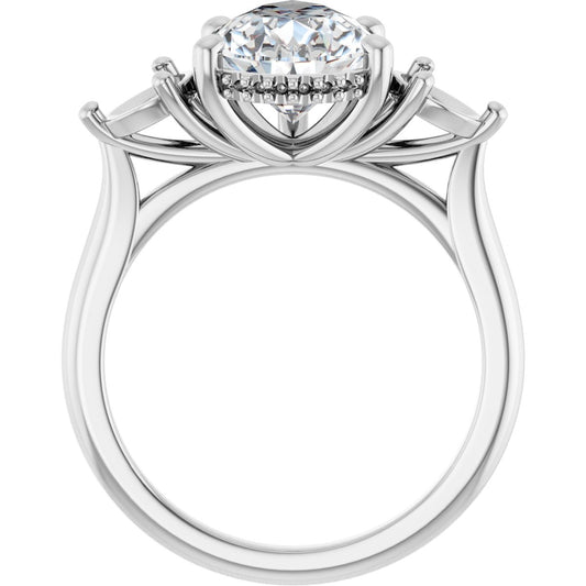 Pear Three-Stone Engagement Ring Semi-Mount - gallery - Series 124744