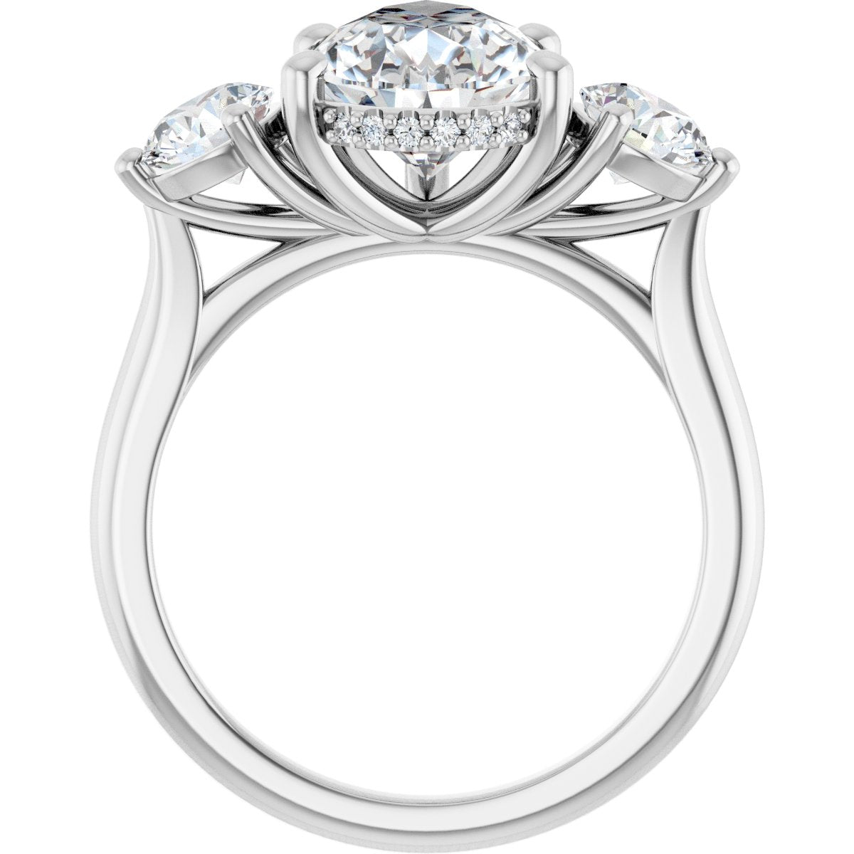Pear Three-Stone Engagement Ring Semi-Mount - gallery - Series 124744