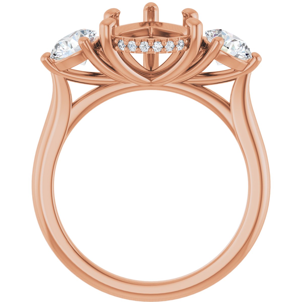 Pear Three-Stone Engagement Ring Semi-Mount - gallery - Series 124744