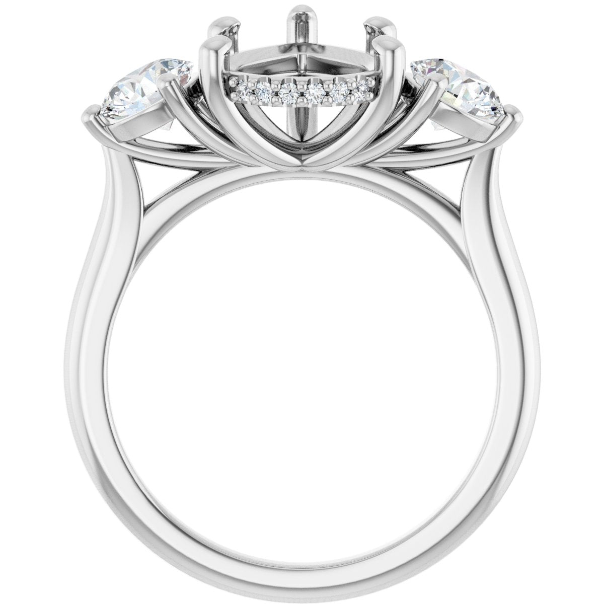Pear Three-Stone Engagement Ring Semi-Mount - gallery - Series 124744