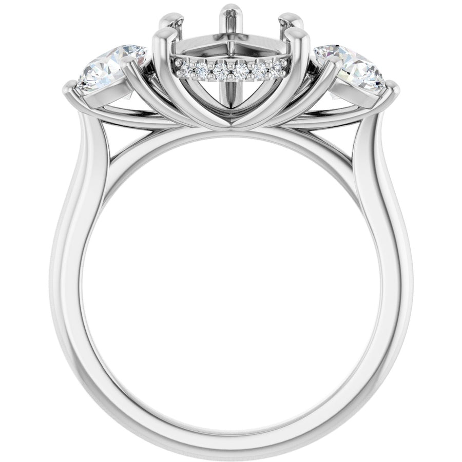 Pear Three-Stone Engagement Ring Semi-Mount - gallery - Series 124744