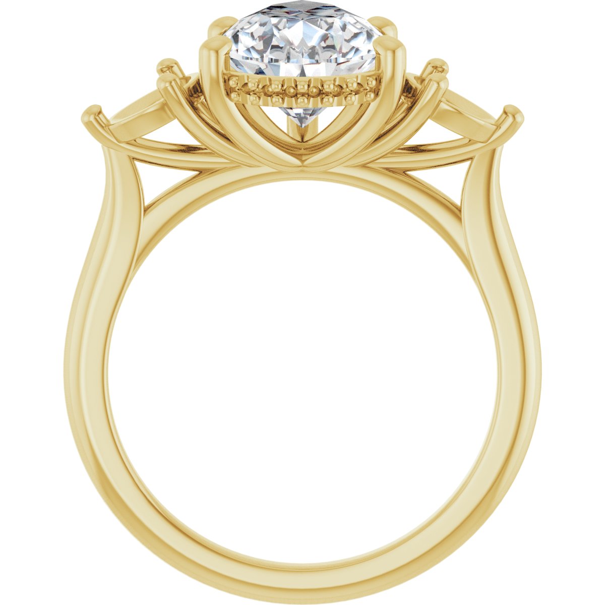 Pear Three-Stone Engagement Ring Semi-Mount - gallery - Series 124744
