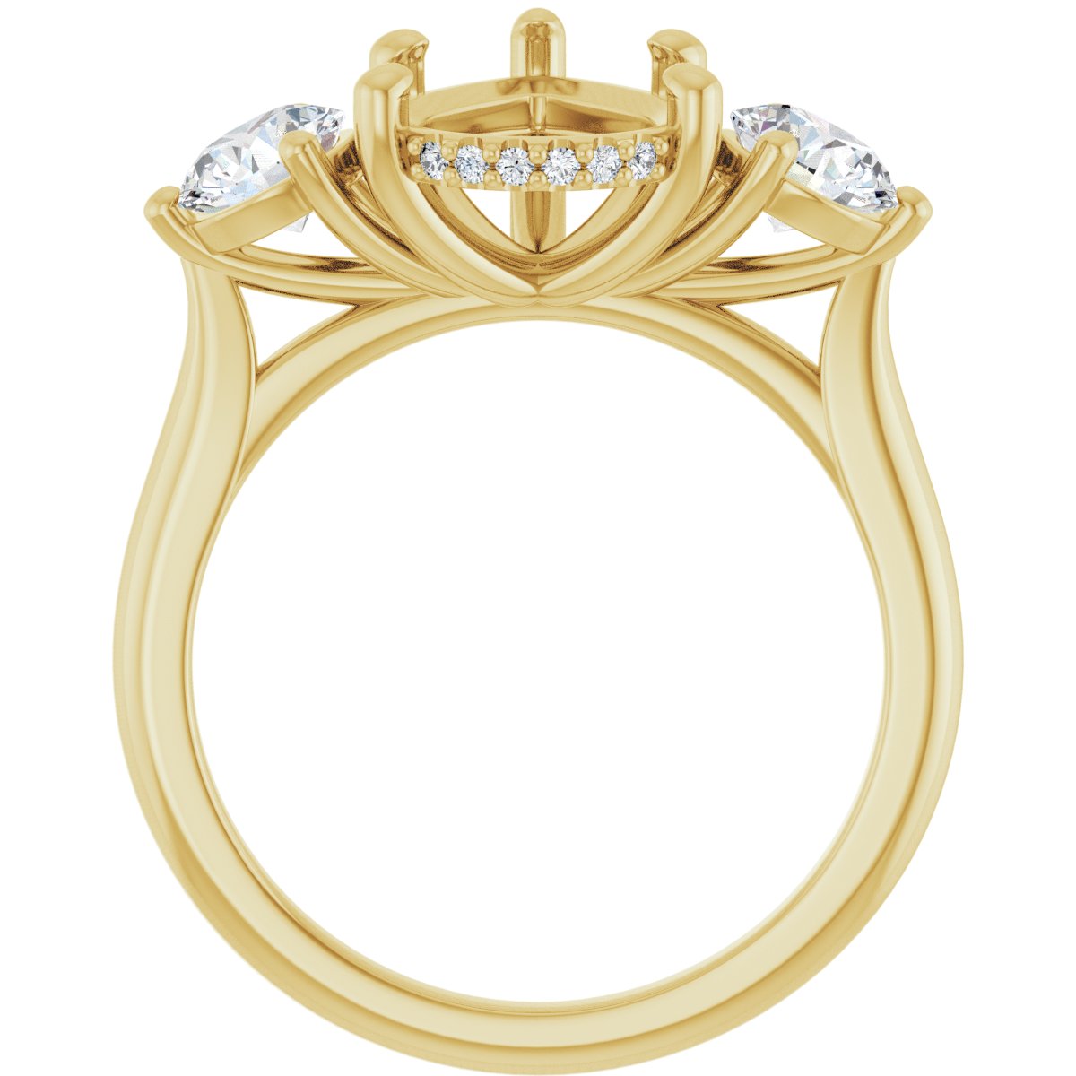 Pear Three-Stone Engagement Ring Semi-Mount - gallery - Series 124744