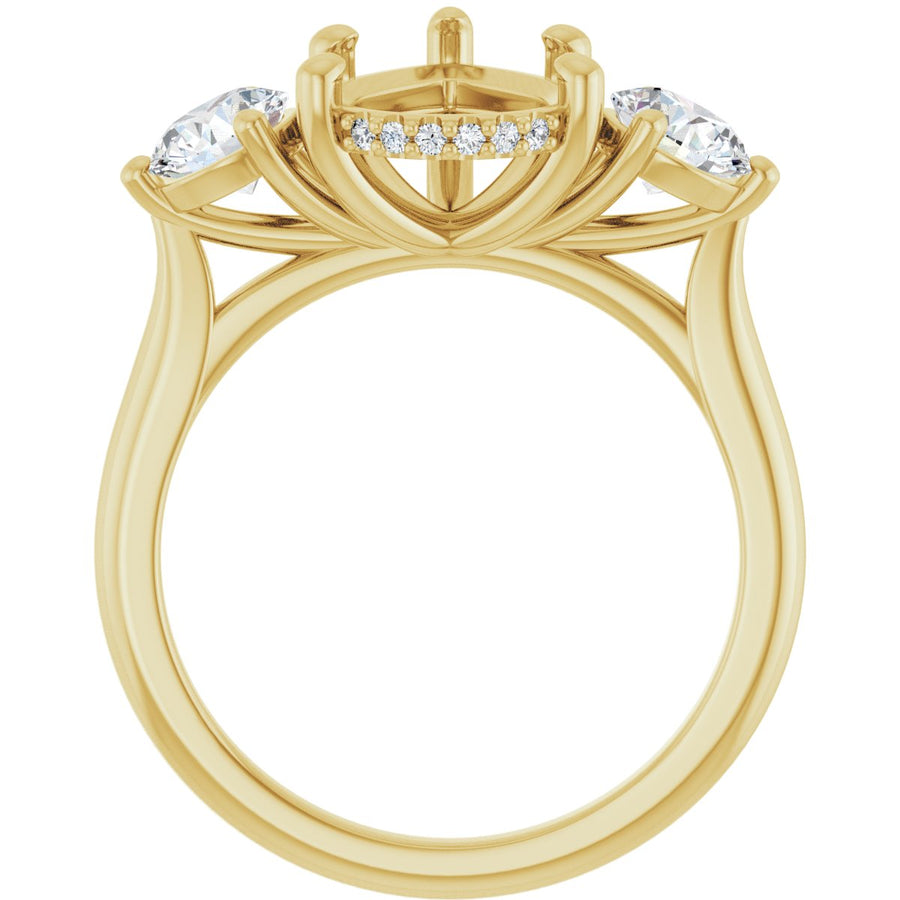 Pear Three-Stone Engagement Ring Semi-Mount - gallery - Series 124744