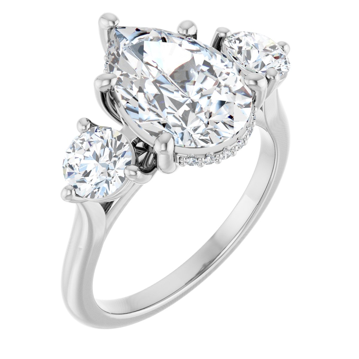 Natural Diamond Pear Three-Stone Engagement Ring Semi-Mount - Platinum - Series 124744