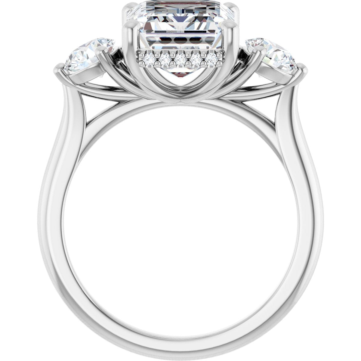 Emerald Three-Stone Engagement Ring Semi-Mount - gallery - Series 124744