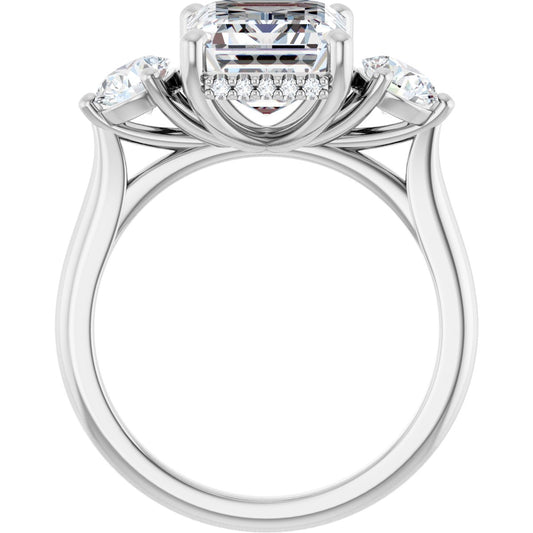 Emerald Three-Stone Engagement Ring Semi-Mount - gallery - Series 124744