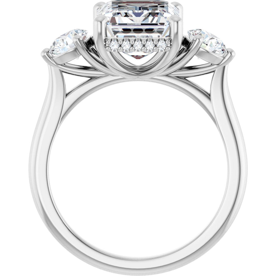 Emerald Three-Stone Engagement Ring Semi-Mount - gallery - Series 124744