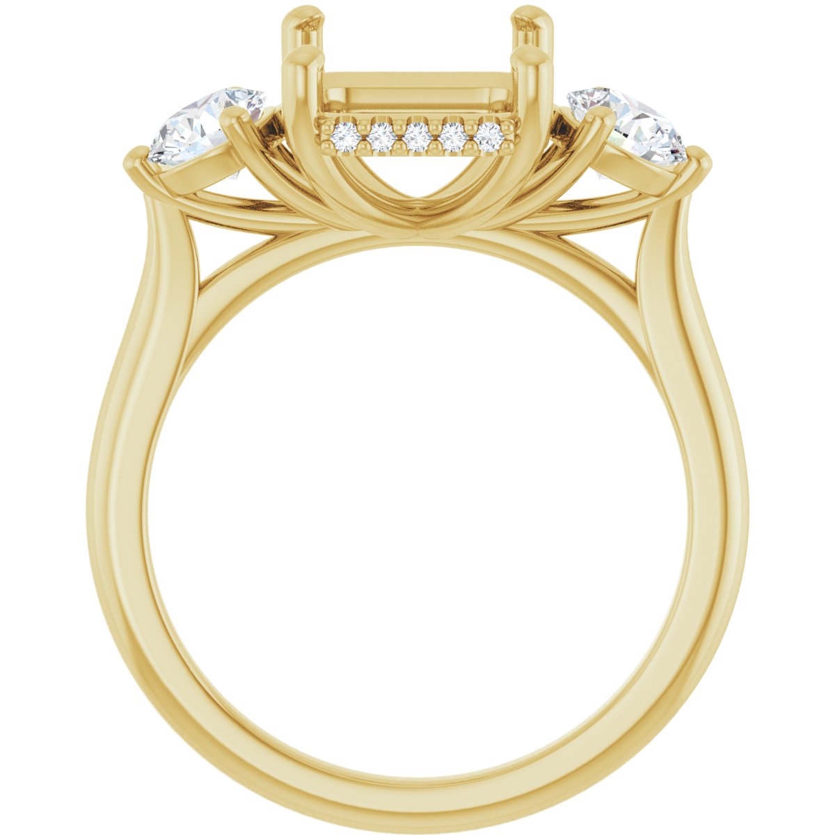 Emerald Three-Stone Engagement Ring Semi-Mount - gallery - Series 124744