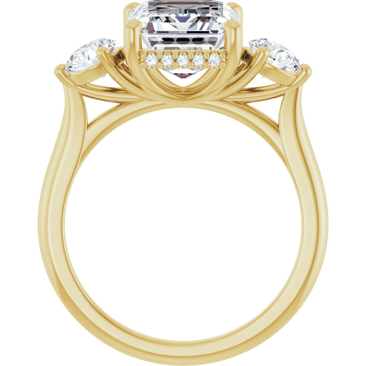 Emerald Three-Stone Engagement Ring Semi-Mount - gallery - Series 124744