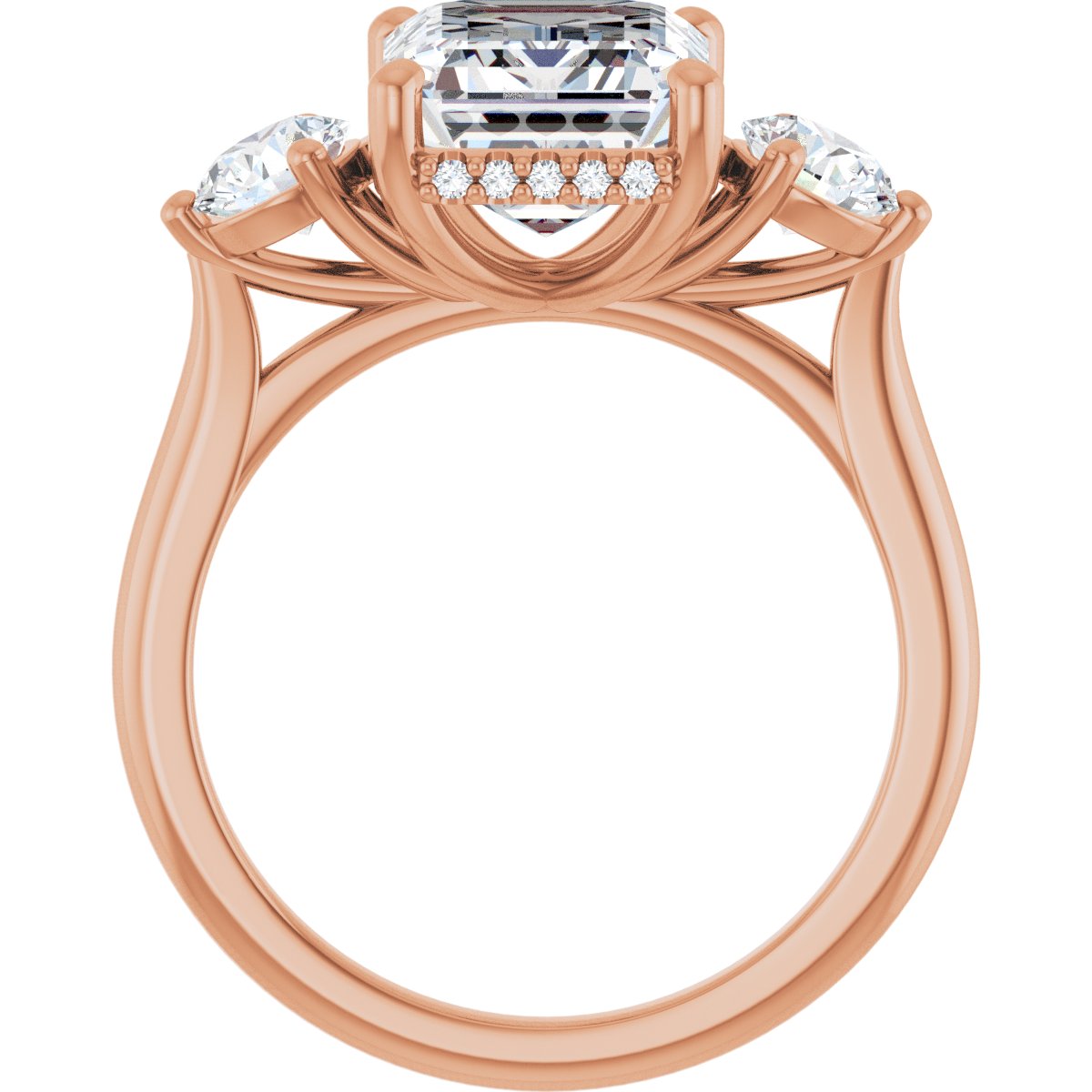 Emerald Three-Stone Engagement Ring Semi-Mount - gallery - Series 124744