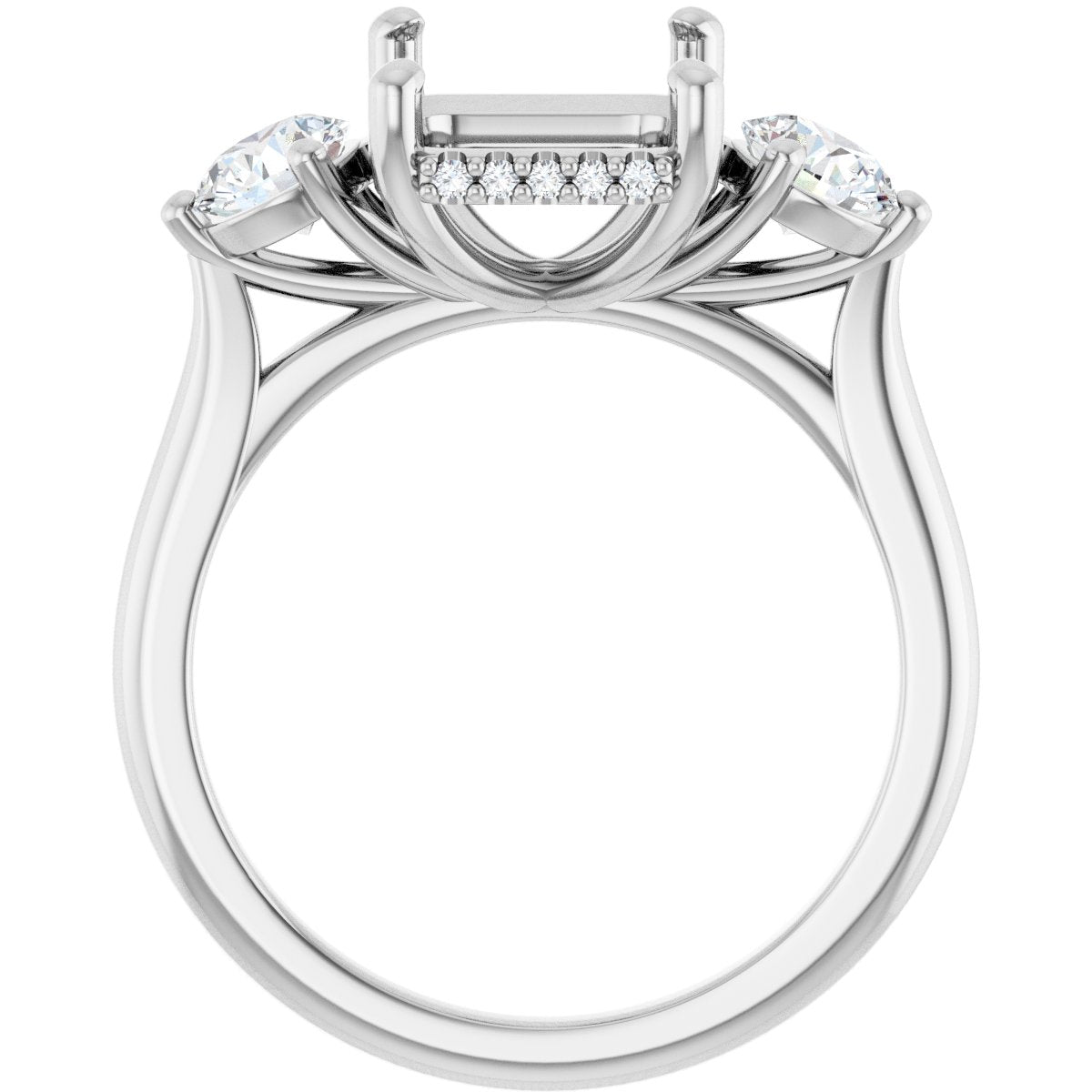 Emerald Three-Stone Engagement Ring Semi-Mount - gallery - Series 124744