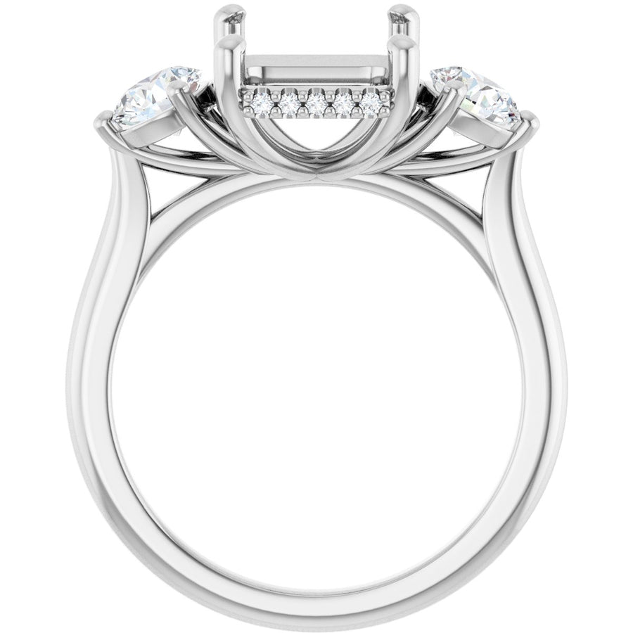 Emerald Three-Stone Engagement Ring Semi-Mount - gallery - Series 124744