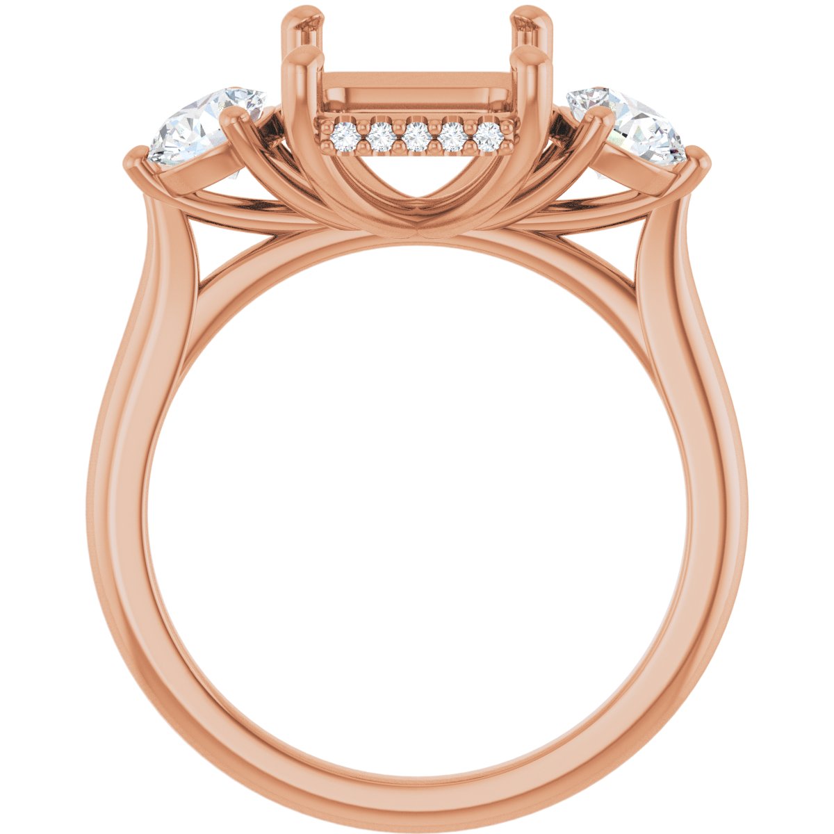Emerald Three-Stone Engagement Ring Semi-Mount - gallery - Series 124744