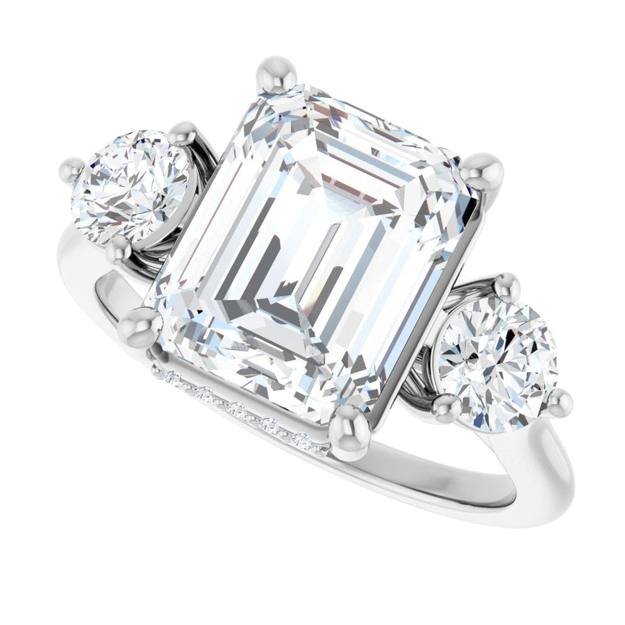 Emerald Three-Stone Engagement Ring Semi-Mount - gallery - Series 124744