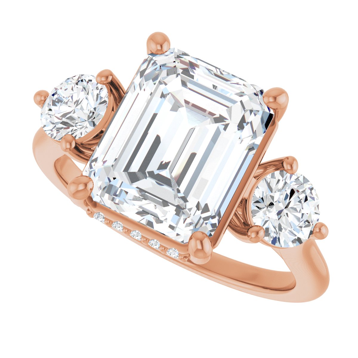 Emerald Three-Stone Engagement Ring Semi-Mount - gallery - Series 124744