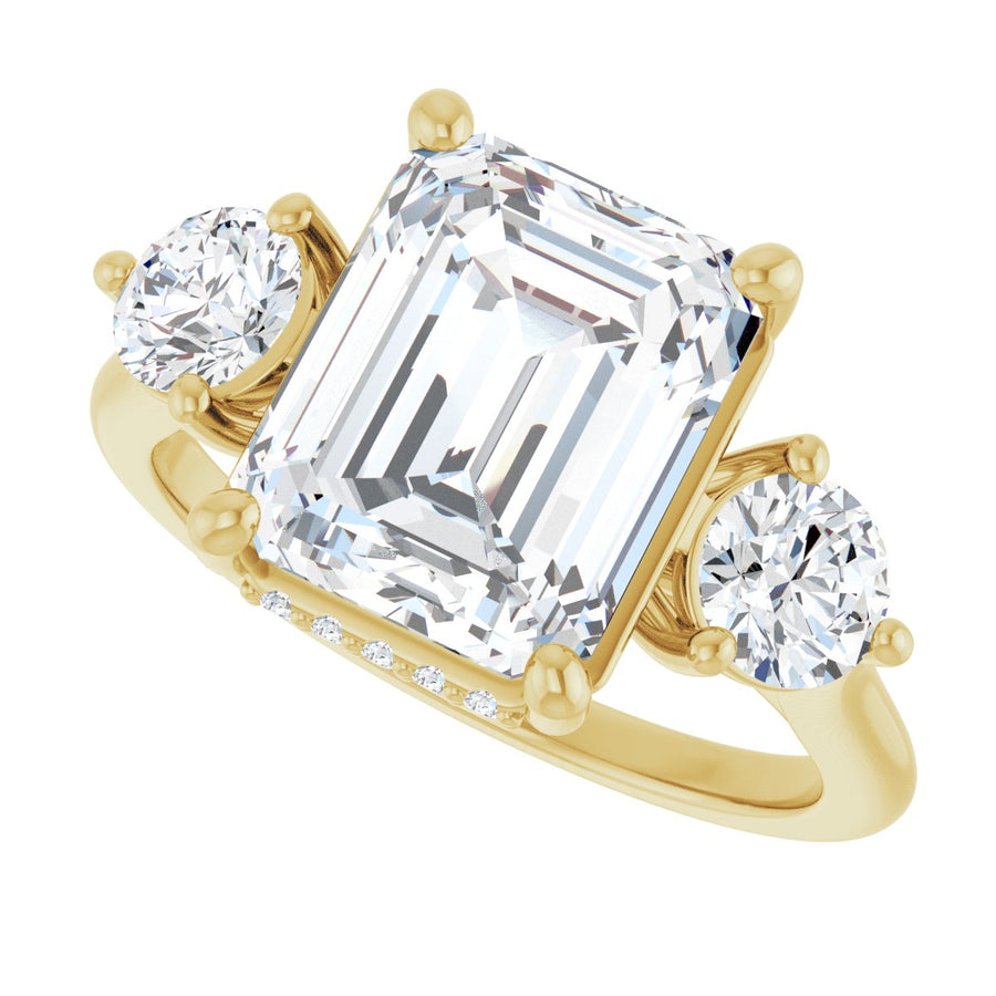 Emerald Three-Stone Engagement Ring Semi-Mount - gallery - Series 124744