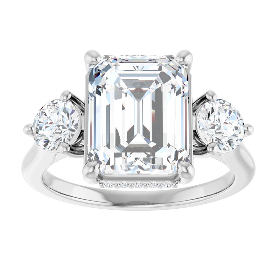 Emerald Three-Stone Engagement Ring Semi-Mount - gallery - Series 124744